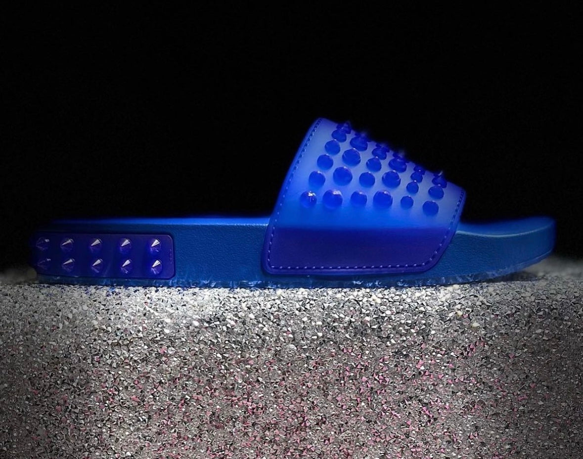 Blue studded everyday slides