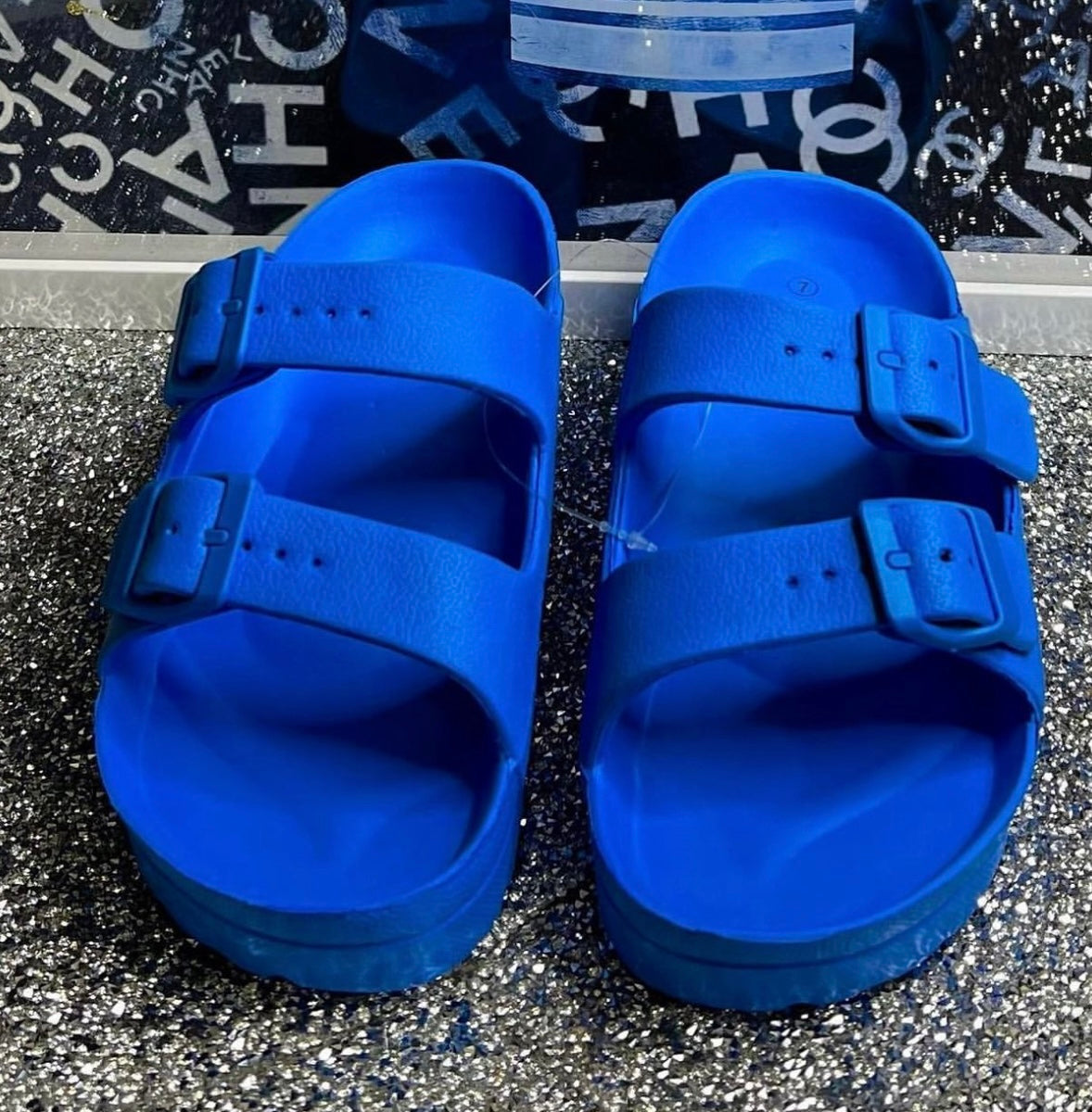 Blue platform slides