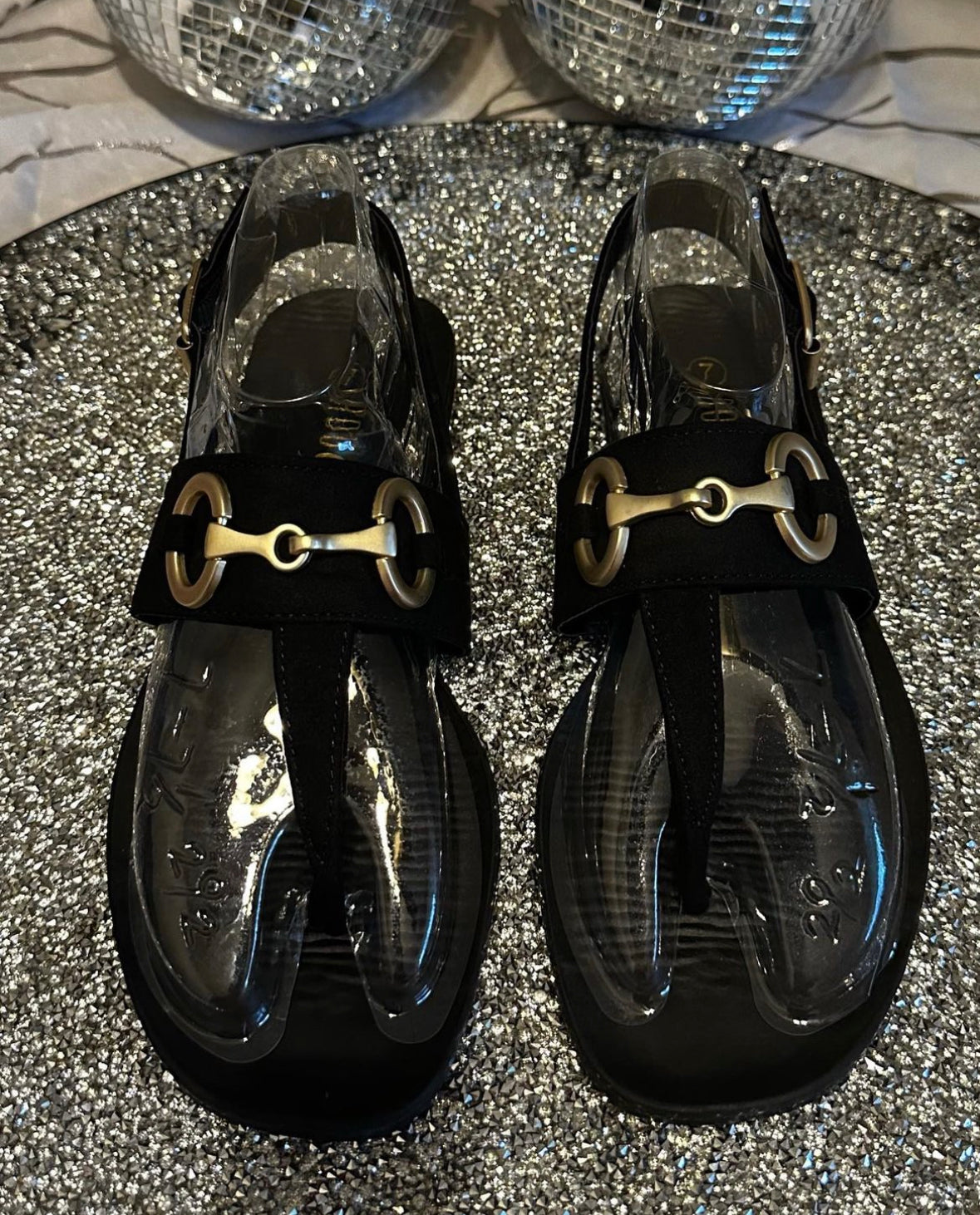Black thong sandals