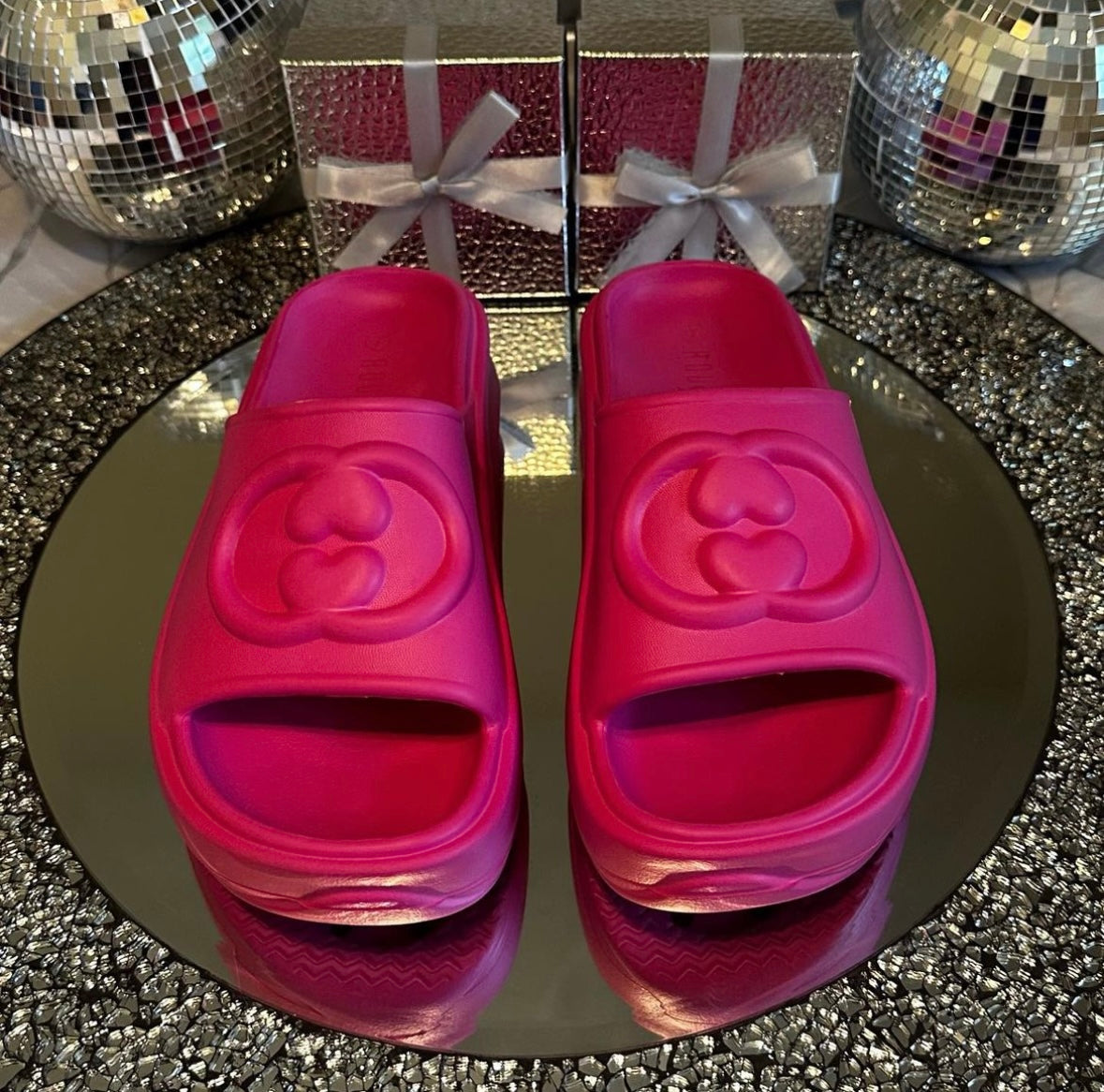 Pink platform Slides