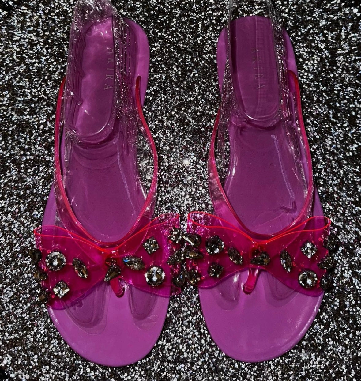 Pink Bow diamond studded slides