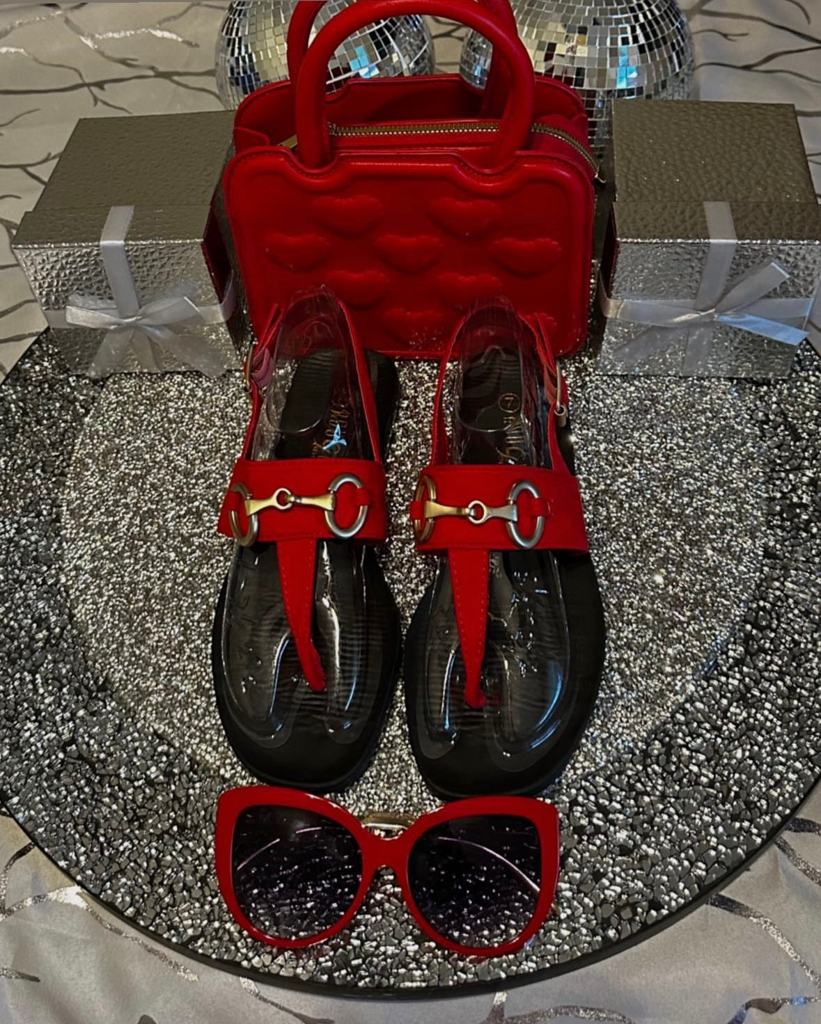 Red thong sandals