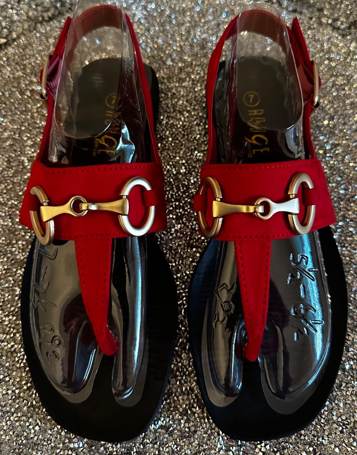 Red thong sandals